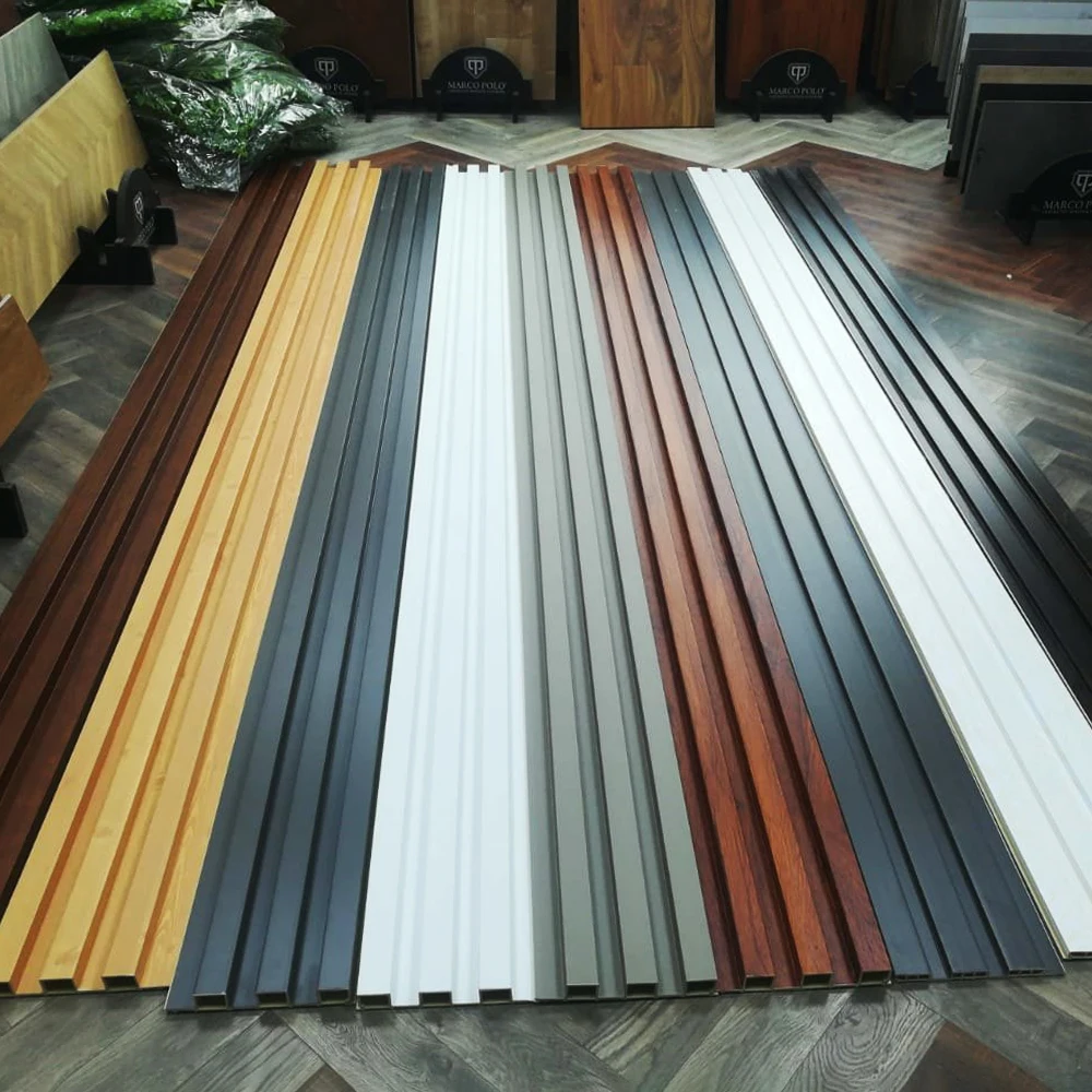 Home Decor Waterproof Acoustic 3D Decor Plastic PVC WPC Fluted Wood Veneer Wall Panel For Background Walls