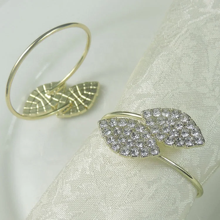 
Top Sale Shinning Diamond Stone Rose Gold Table Napkin Holder Ring 