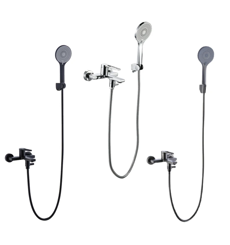 New Arrival Wall Mounted Brass Bathtub Shower Faucet Set Hot And Cold Mixer Bathtub Faucet With Hand Shower For Bathroom