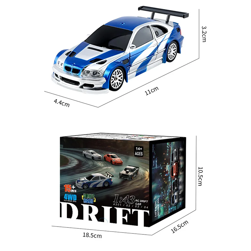 Mini size 1:43 Electric 4x4 gyro high speed Models remote control rc car drift cars
