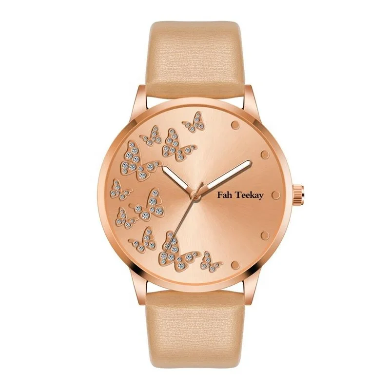 Many Different Colors Fashion Pearl Bracelet with Lady butterfly Belt Quartz Watch Set Jewelry