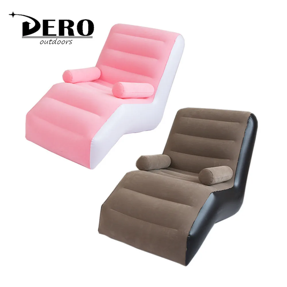 
S pvc flocked flocking inflatable bed sofa laybag chesterfield chair sex round air portable adult with arm soft air chair 