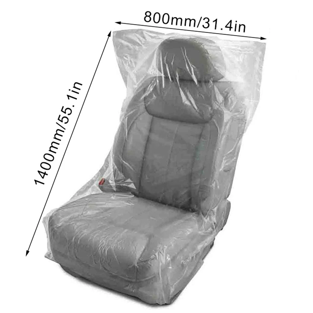 100pcs Disposable Car Soft Seat Cover Plastic Universally Waterproof Care Cleaning Beauty Repair Protective Cover