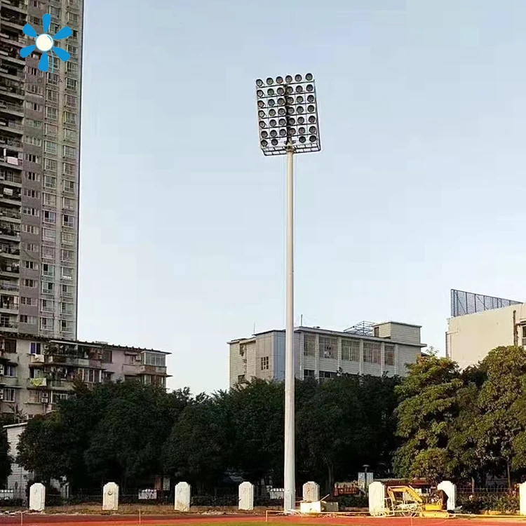 30m hot dip galvanized 12 side high mast pole,led sports stadium light with lifting system for outdoor
