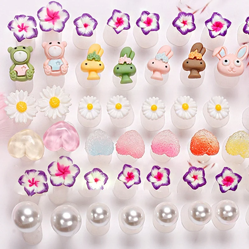 8 Pcs/Pack Toe Separator Cute Soft Silicone Toes Lock Tools Daisy Heart Shaped Rhinestones Japanese Style Nail Toe Separator