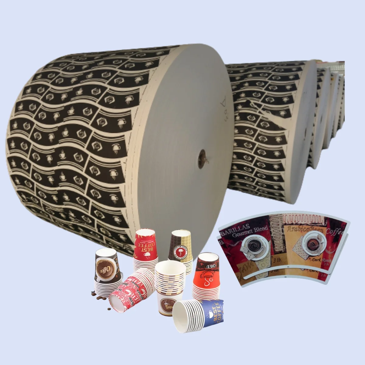 eco friendly paper cup fan printing  manufacturers Aqueous coating pe coated paper Roll for  paper cup bottom Roll fan exporter