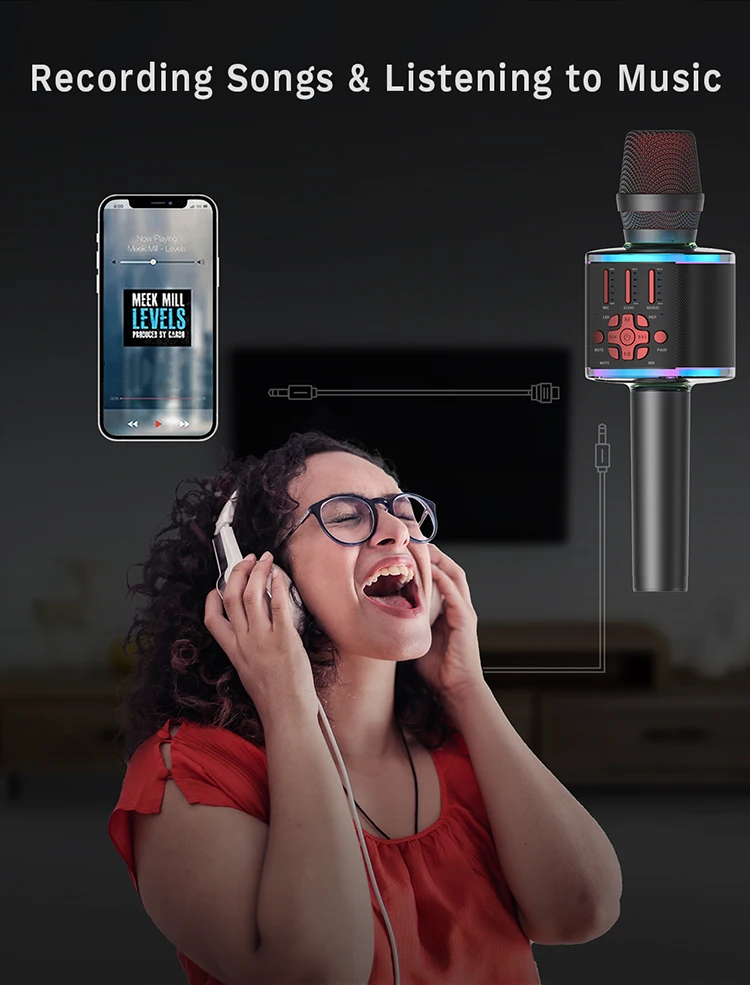 Best Selling Family KTV Mic Portable Gold Wireless Professional Karaoke Microphone Mini USB Handheld Bluetooth Karaoke