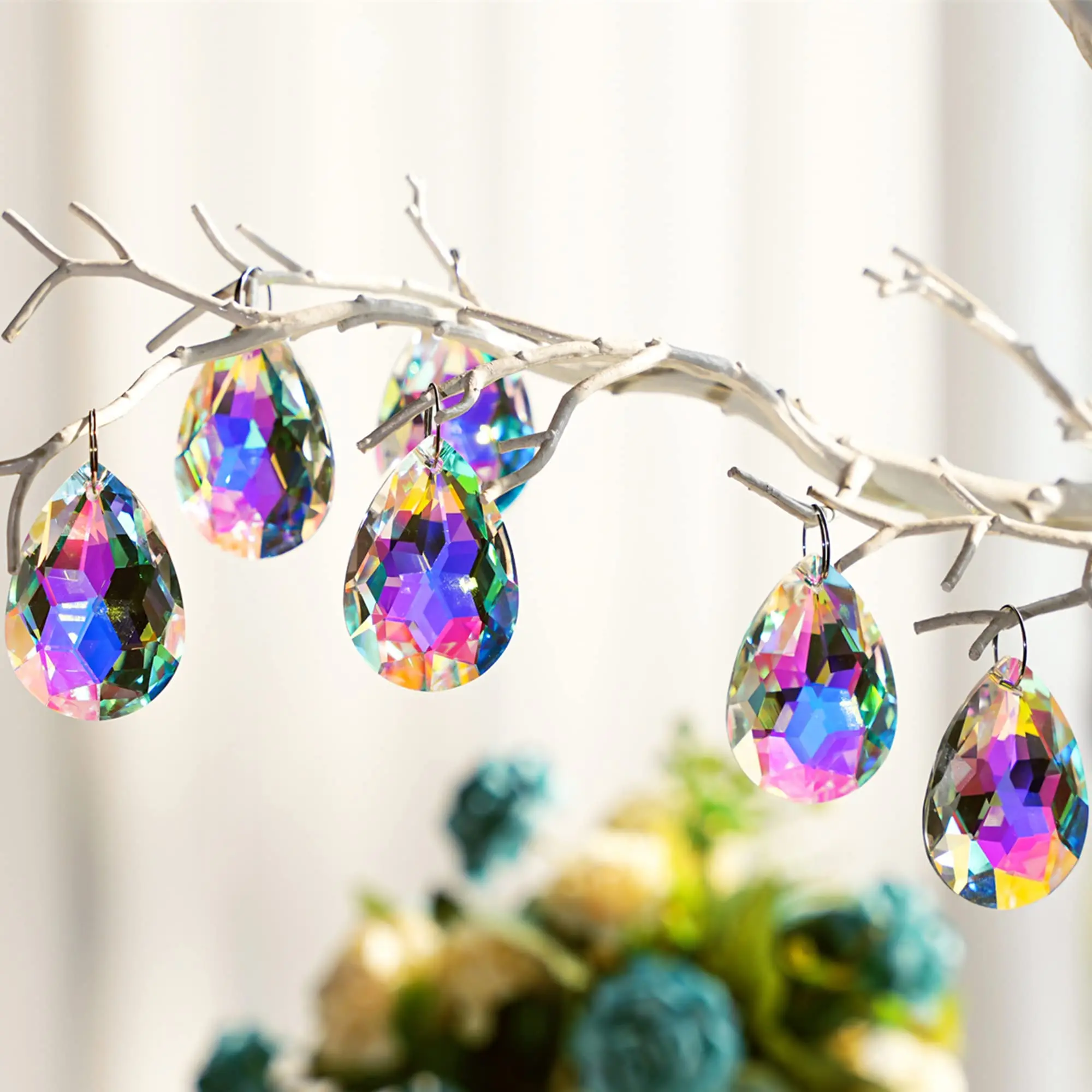 Colorful ab chandelier crystal prisms hanging pendants 50mm Chandelier Crystal Prisms Pendants