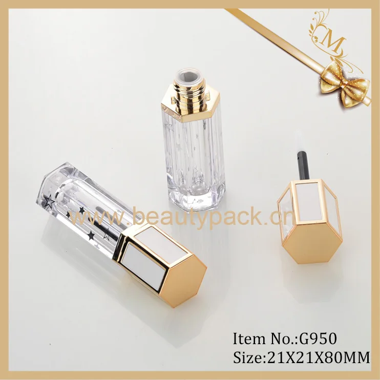 
New Arrival High Quality Empty Hexagon Shape Custom Logo Mini Lip Gloss tube 