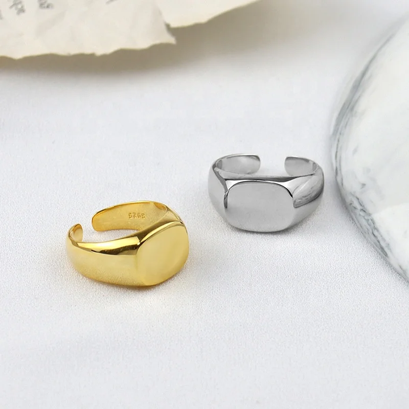 New Fashion Retro Luster Engraving Opening Adjustable Copper Silver Plated Couple Ring