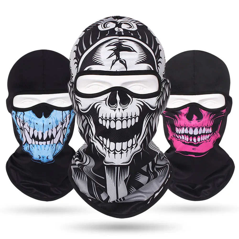 Custom Sublimation Printing Logo Quick Drying Cycling Motorcycle Full Face Cover Breathable Skull Mesh Ghost Balaclava Mask