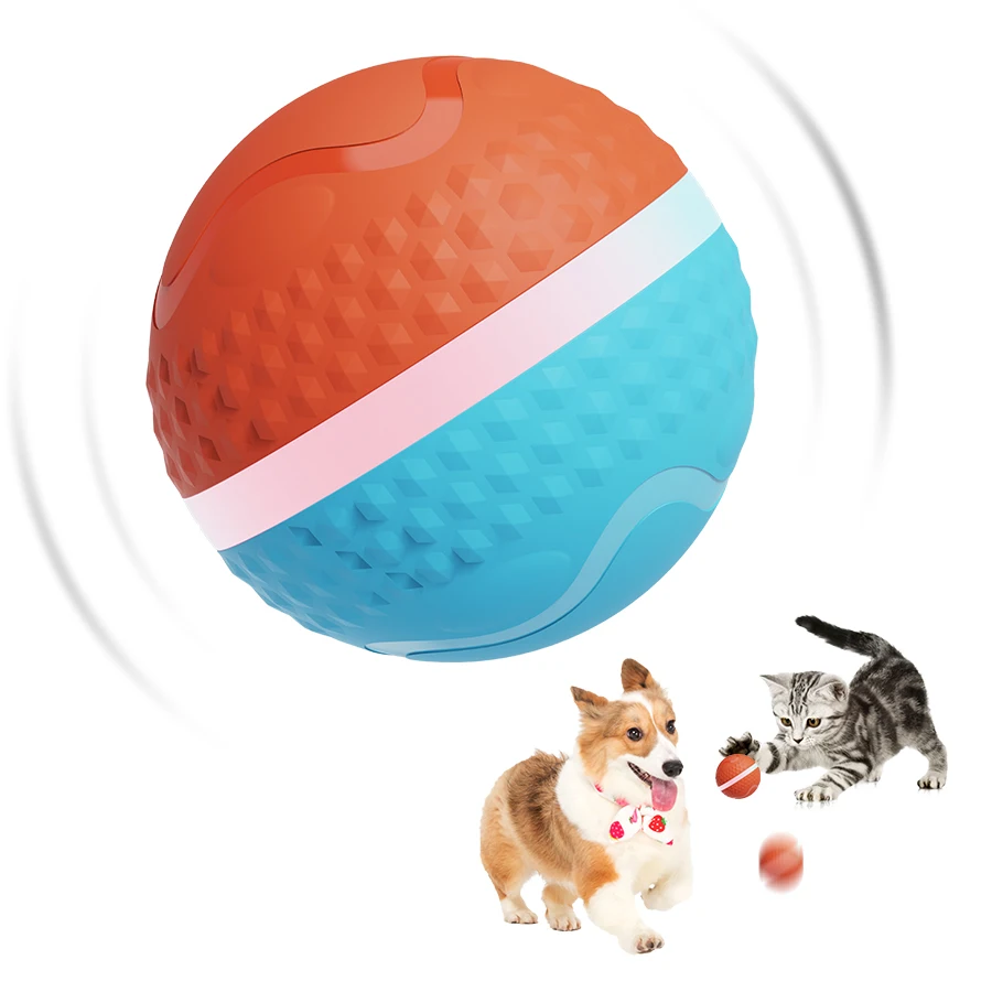 2024 USB-Charged Electric Chew Ball with LED Flash, Auto-Rolling, Motion-Activated Interactive Toy