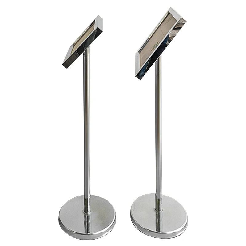 Hotel Lobby Stainless Steel Logo Poster Stand A4 Advertising Paper Display Stand for Landscape & Decking Product