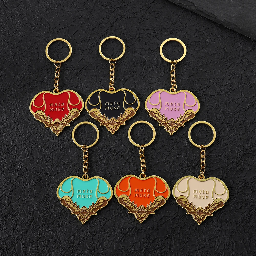 2024 New Arrival Key Chain Metal Zinc Alloy Colorful Soft Enamel Keychain Custom Design Heart Shape Gold 3D Beautiful Key Ring