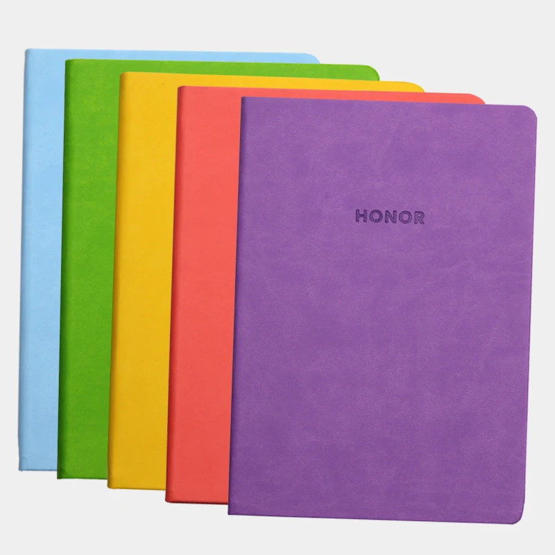 Hot Sale Solid Color Note Book Custom A5 PU Leather Softcover School Notebook for Students