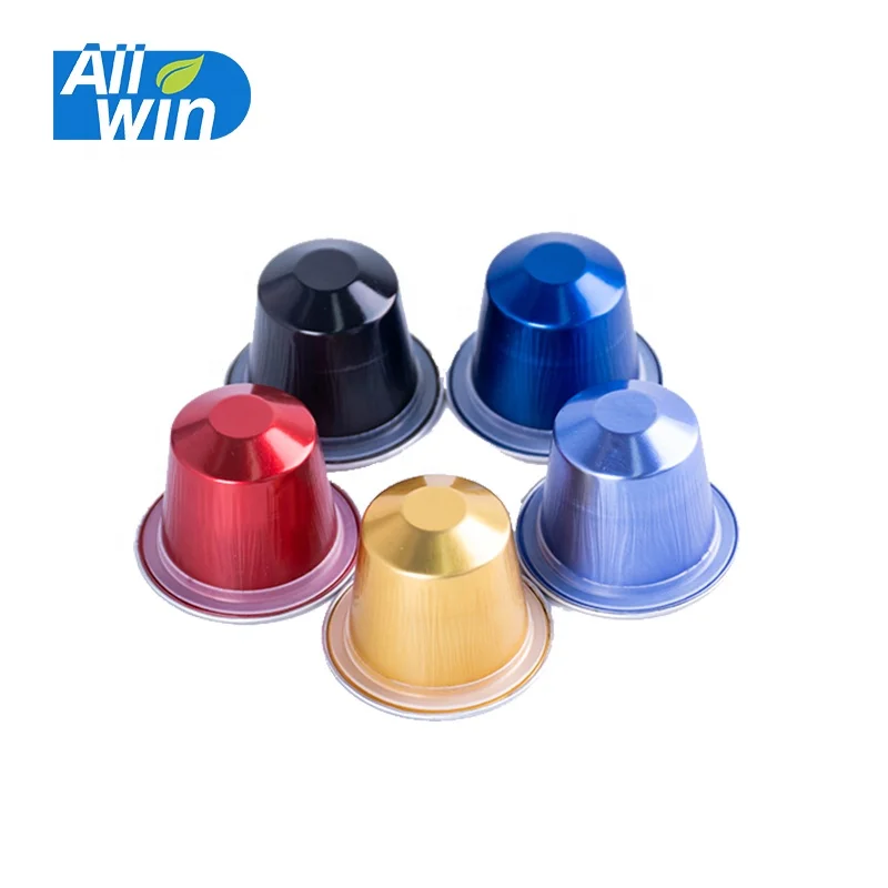 Multi Color Options Aluminum Compatible Nespresso Empty Coffee Capsules With Silicon Ring and Foil Lids