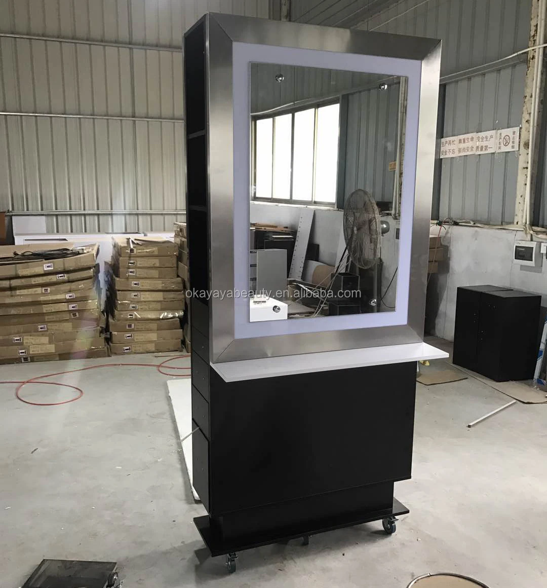 Salon hair equipment salon stations barber mirrors salon mirror station with LED light