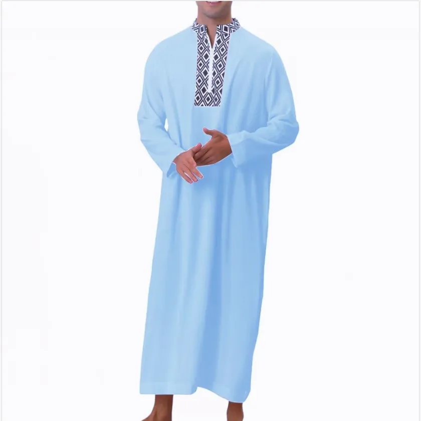 2024 Men Style Arabic Moroccan Islamic Thobe Dress Traditional Muslim Abaya Clothing