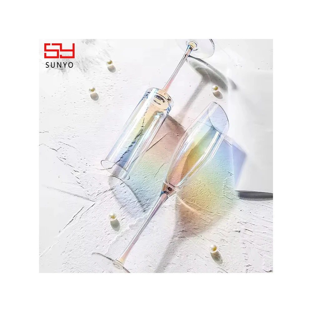 Sunyo Wholesale Sodalime Handmade Lead Free Crystal Colored Red Wine Glasses Set