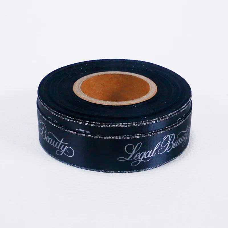 Ribbons Customized Band Packing Ribbon Printed Stock Color Satin Ribbon Roll With Logo For Gift