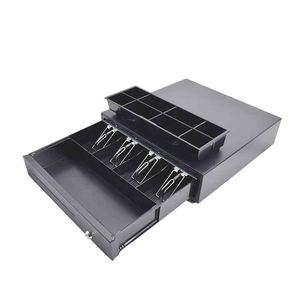 Cash Drawer Double Cheque Slots 3 lock Money Drawer Restaurtant Electronic Cash Register Box removable Tray for Sale Pos System