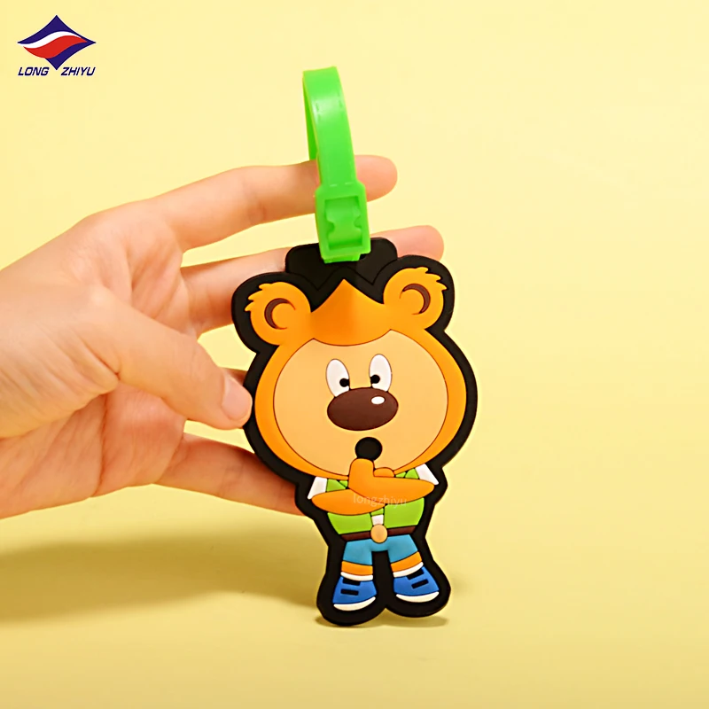 Longzhiyu 17 Years Manufacturer Cartoon Animal PVC Suitcase Tag Irregular Soft Silicone Luggage Tag Claim Label