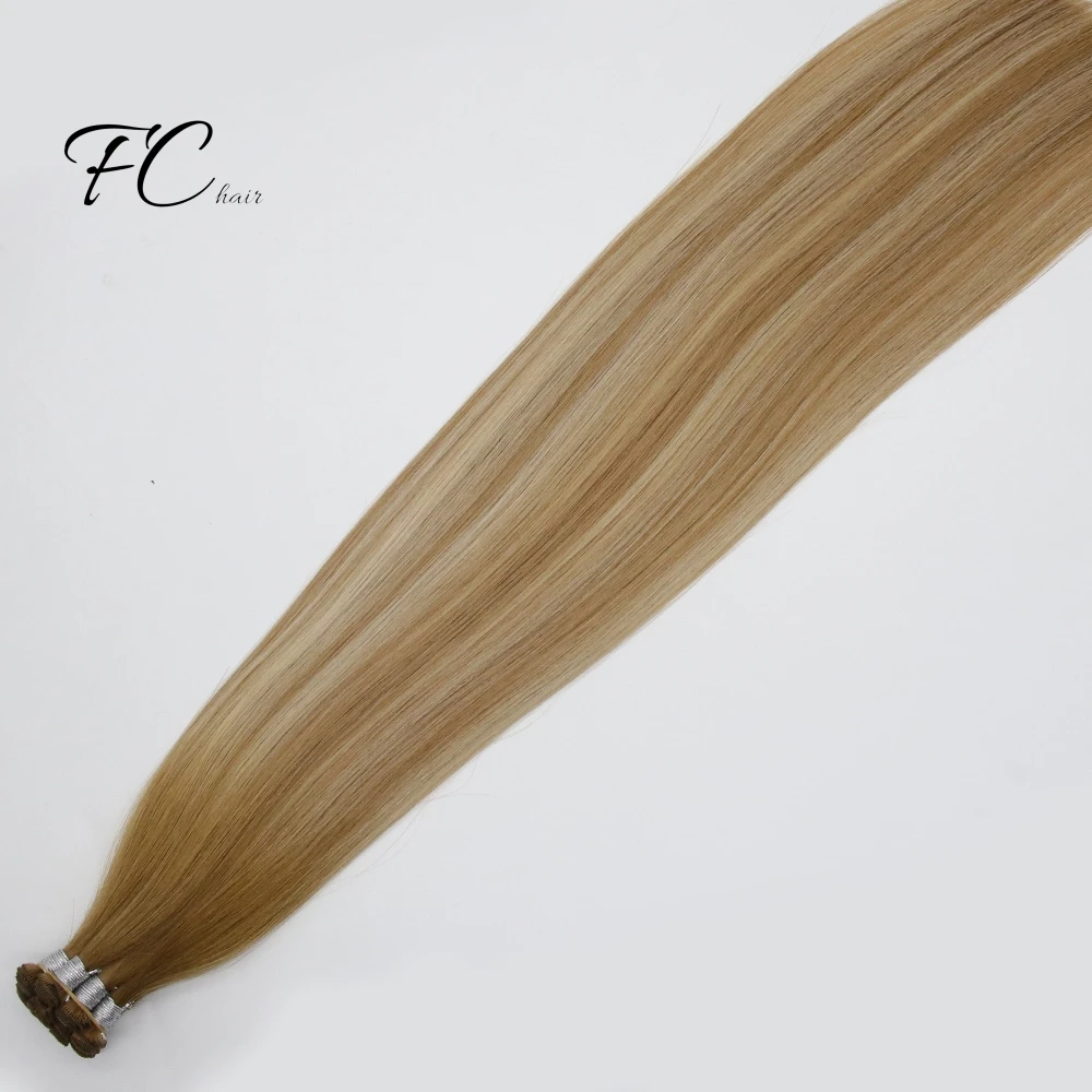 Russian Slavic Virgin Cuticle Double Drawn Tied Weft Can Be Cut No Mustache Invisible Bead Hair Extension