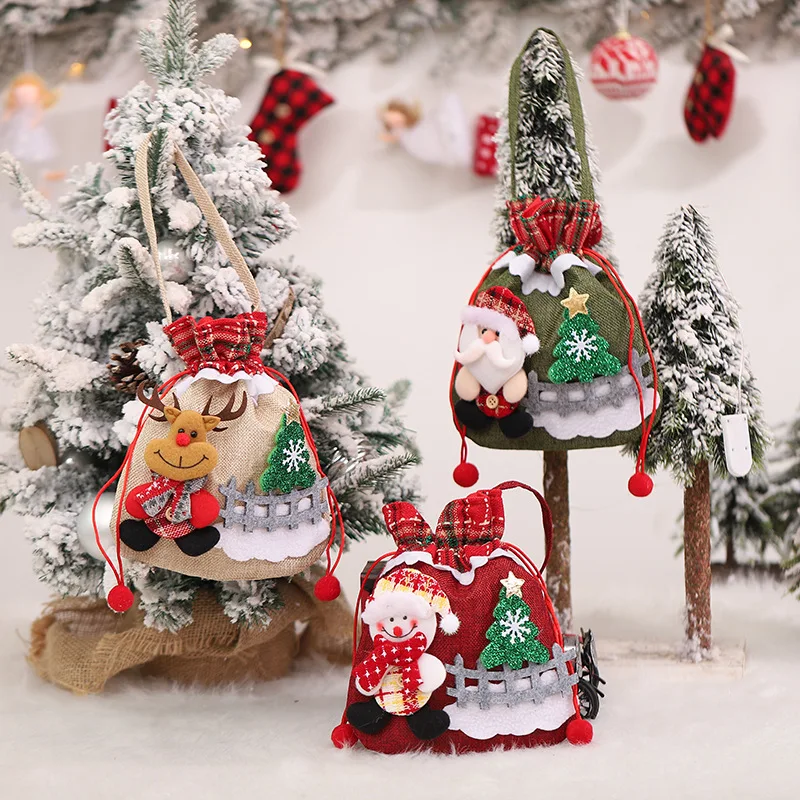 2023 Christmas decorations children Gift Elk Santa Claus Snowman Christmas Eve Socks Xmas tree Pendant Bag