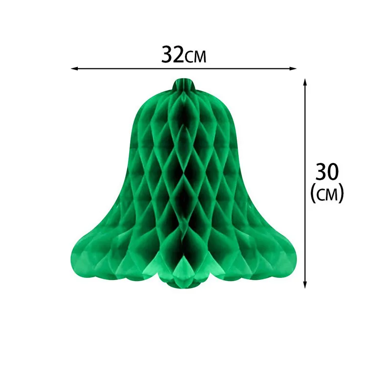 12In Eco-Friendly Honeycomb Paper Christmas Tree Hat Bell Hanging Ornaments Christmas Trees With Star For Xmas Decorations