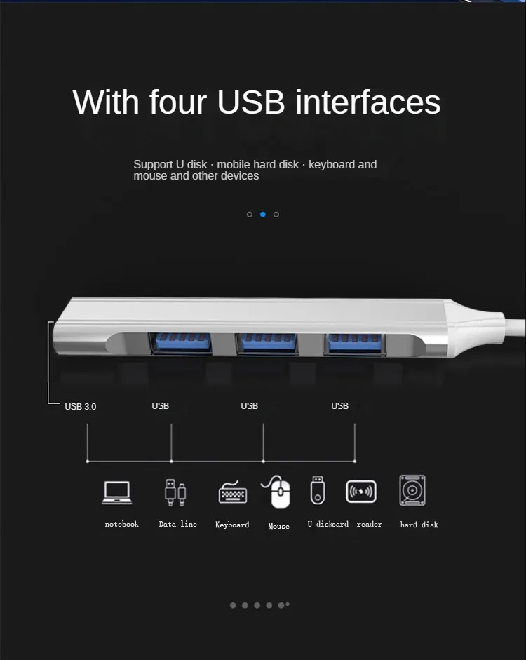 4 в 1 Алюминиевый сплав Тип C на USB 3 0 многопортовый адаптер док-станция для планшета Macbook телефон-в