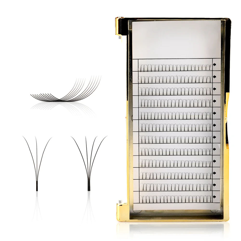 Free Sample Silk Lashes Extensions Russian Volume Fans 4D Long Stem Premade Fans Volume Lashes