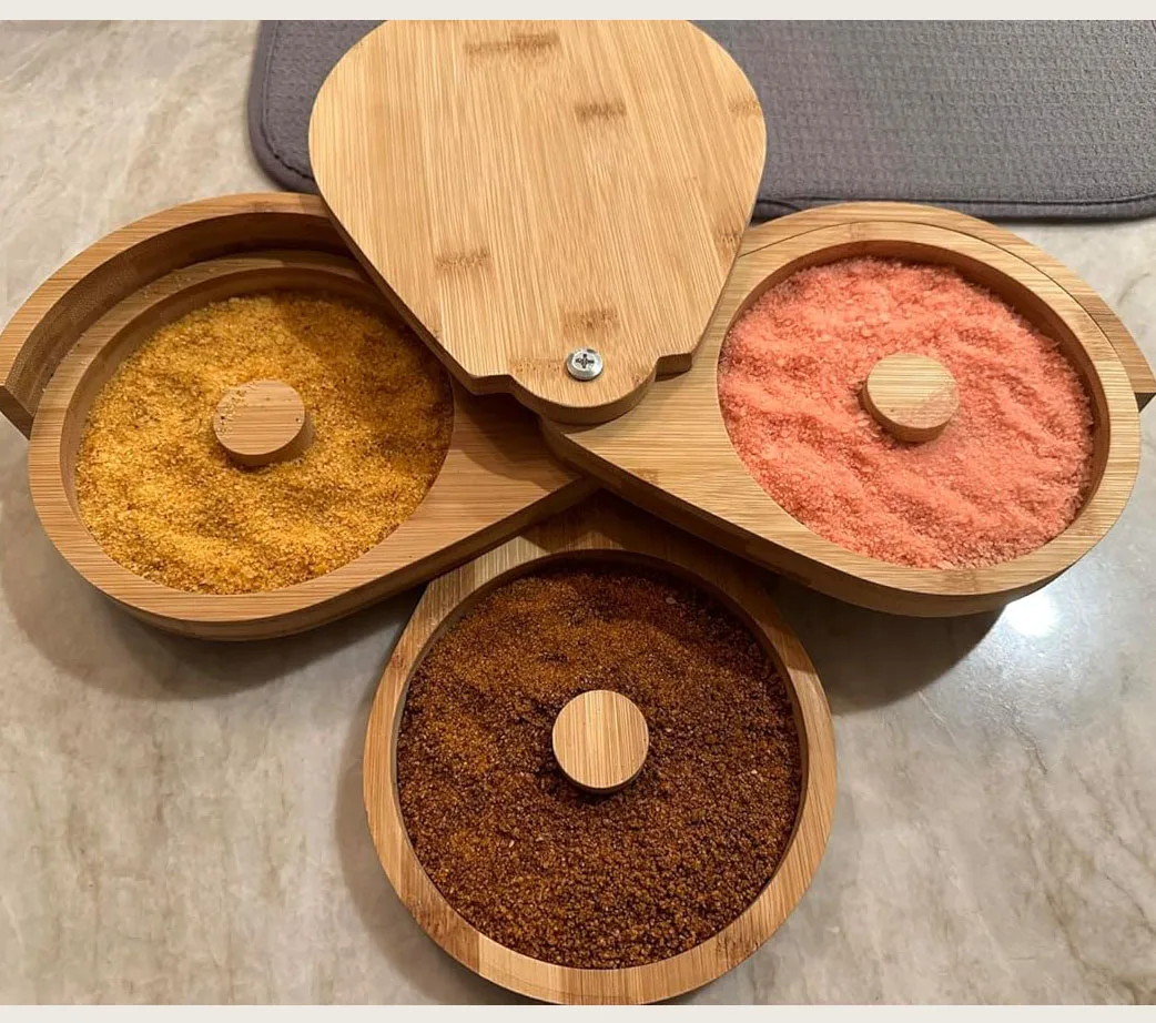 3 Tier Wood Bar Glass Margarita Salt Rimmer with Lid and 6 Sponges for Cocktails