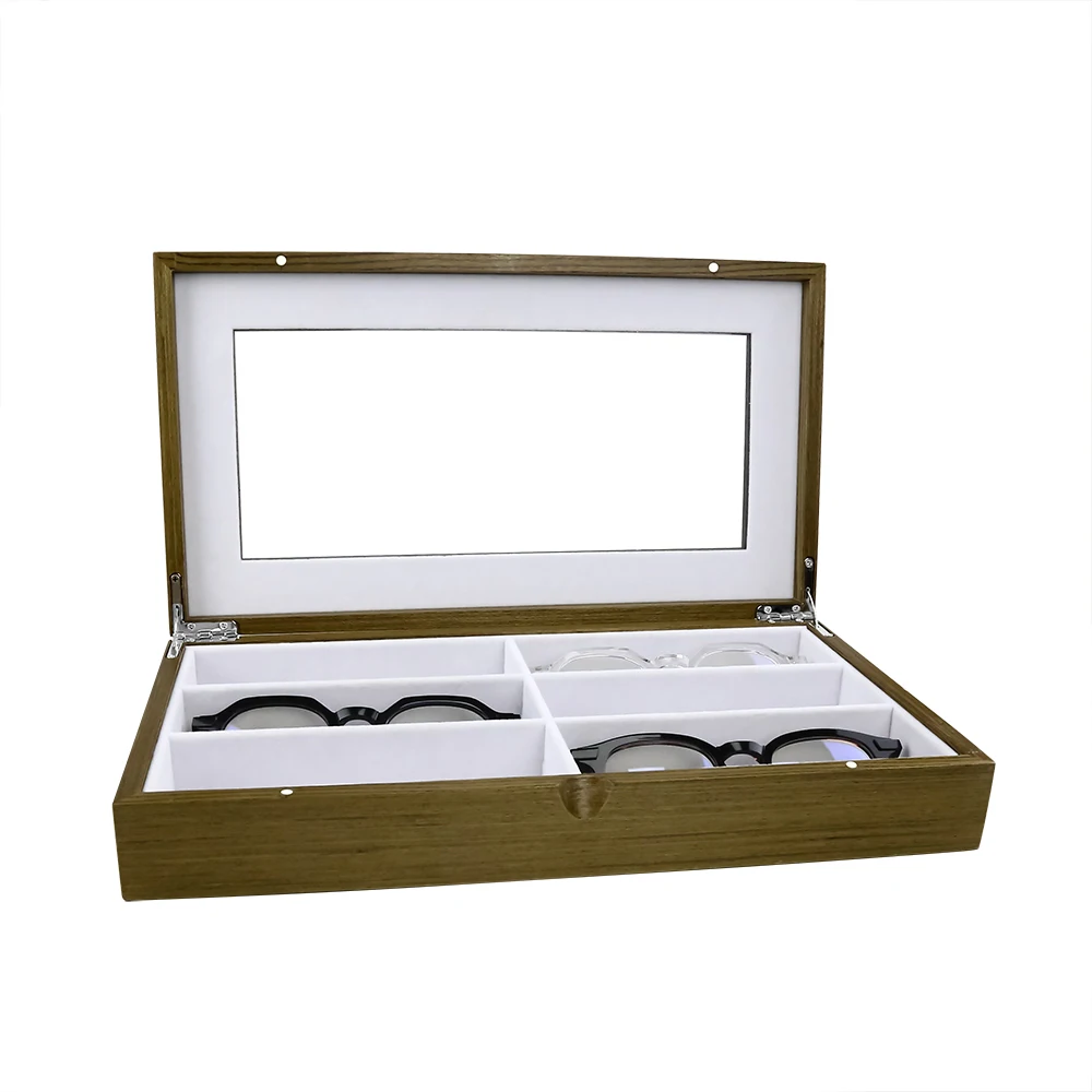 Luxury wooden Optical Eyewear Display Tray Eyeglasses Sunglasses Organizer Storage Box Glasses Display Case