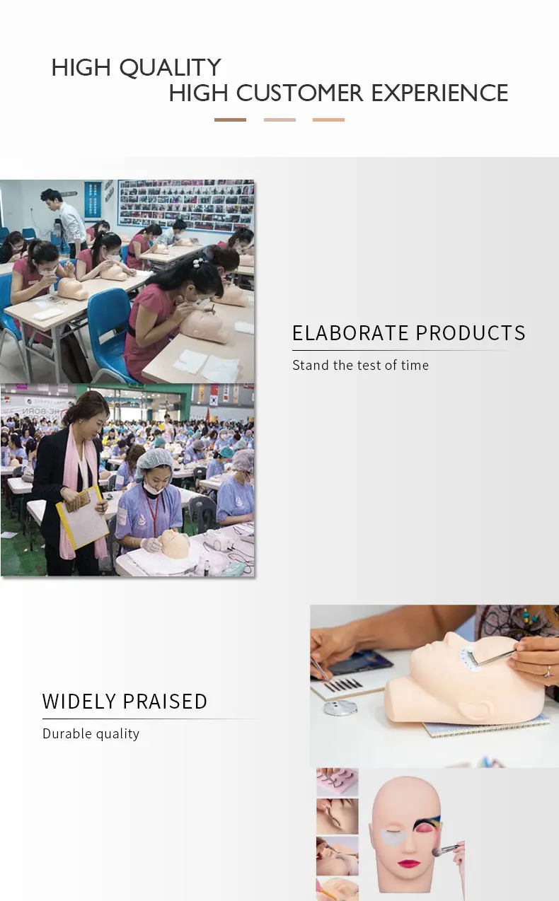 False Eyelashes Training Tool Practice Silicone Mannequin Model Head Beginner Set Practicing Head Mannequin