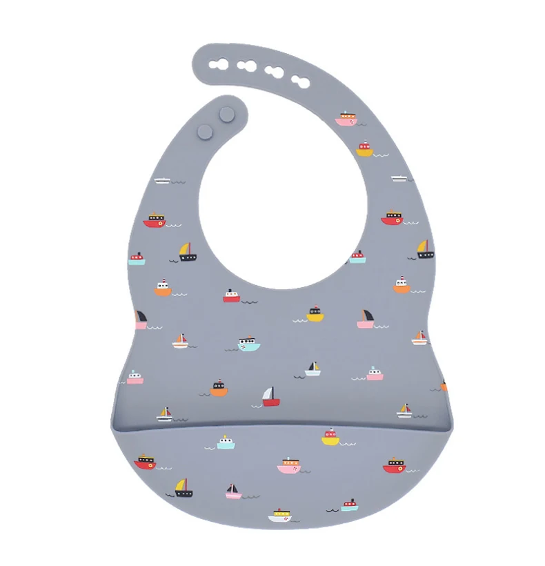 Bavoir en silicone Water Proof Bibs Silicon Babero Bebe Roll Up Silicone Bib Set Custom Prints Baby Bibs