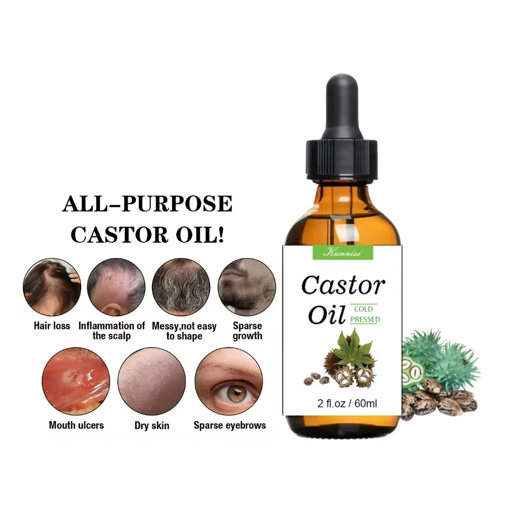 100% Pure Organic Eyelash Hair Rapid Growth Hair Eye Lash Brow Enhancing Eyebrow Grow Serum Castor Oil for Thicker Lashes