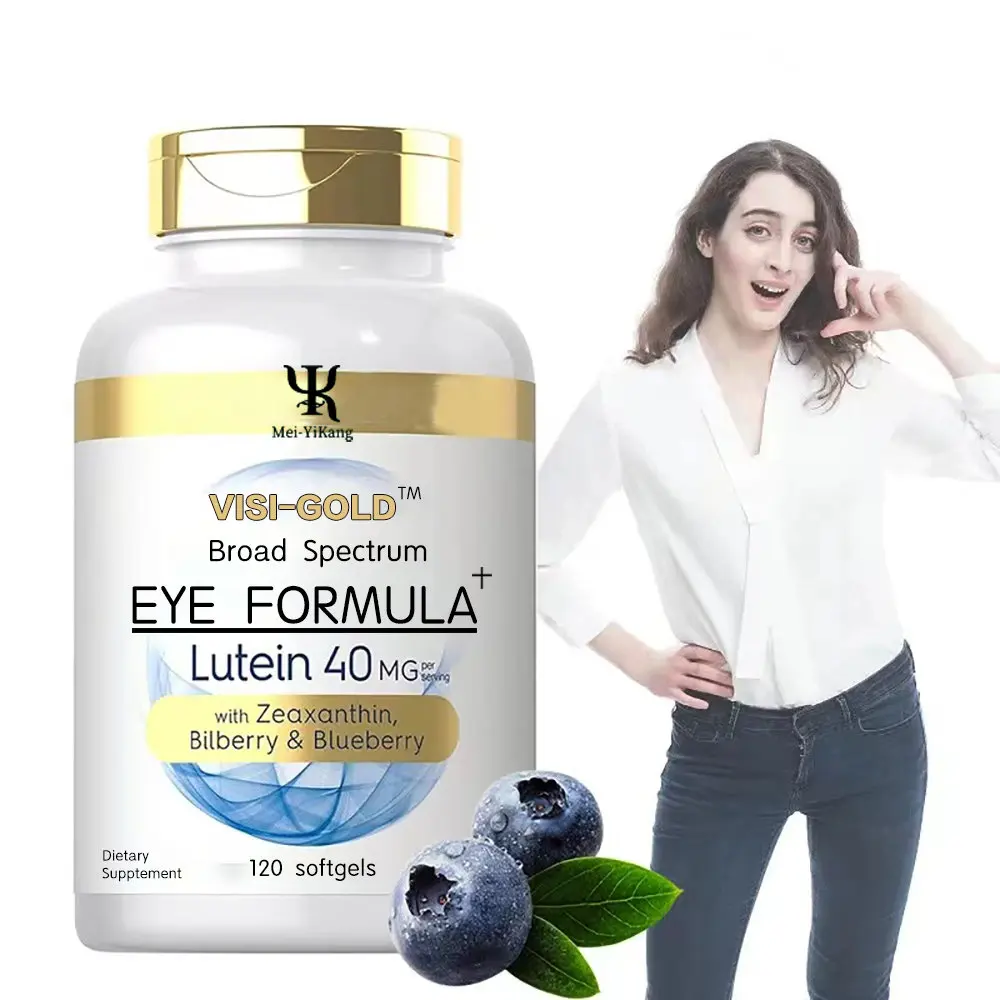 Custom softgel vitamin capsules Visi-Gold Lutein 40 MG with Zeaxanthin,Bilberry & Blueberry Healthy Visiont Lutein soft capsules