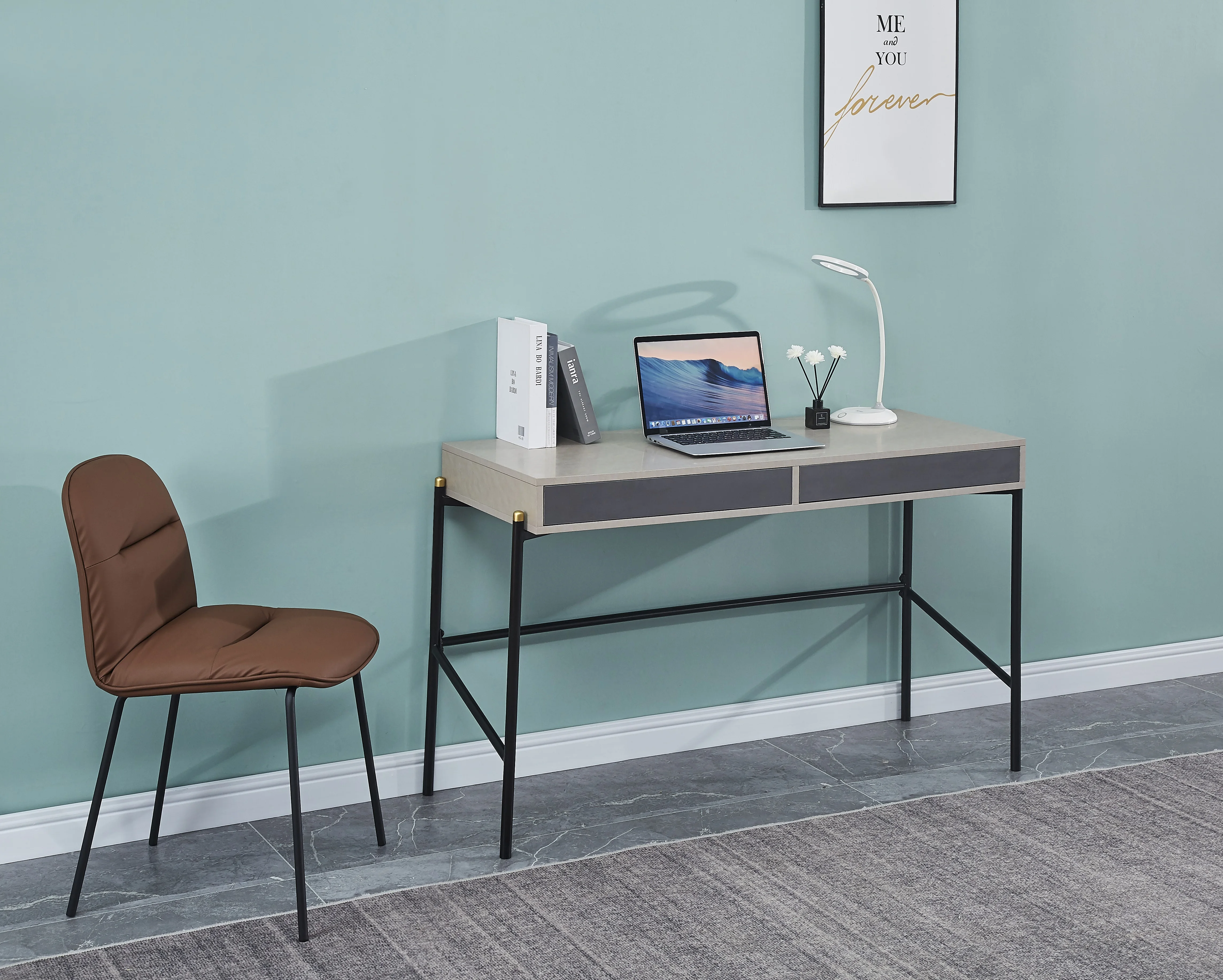 New design modern style leather dining chair comfortable durable iron legs