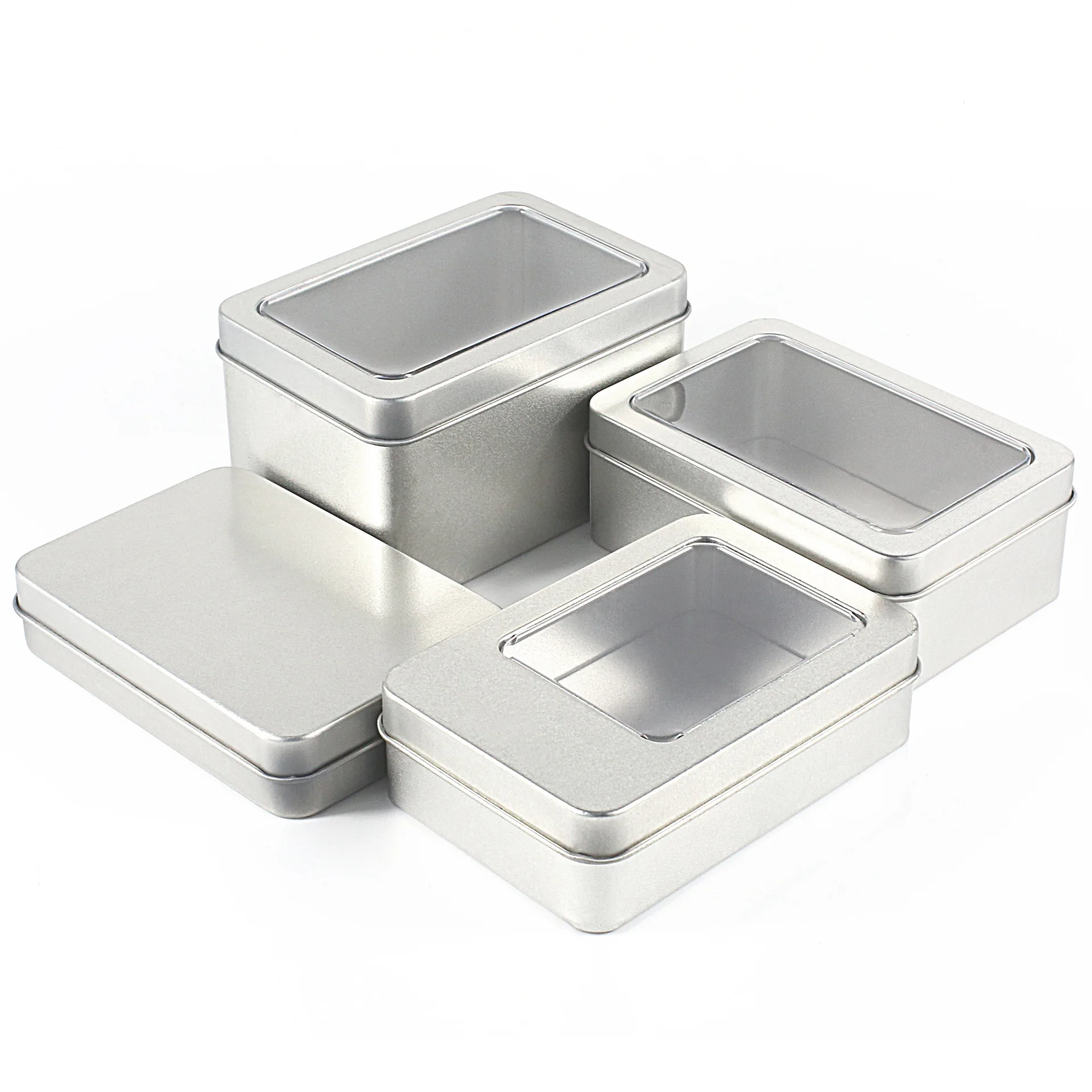 Custom Lining Tinplate Food Grade Tin Cans with Transparent PVC Window