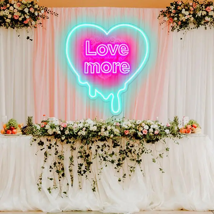 Customized drop shipping neon sign wedding flex led rgb light custom love you more neon sign