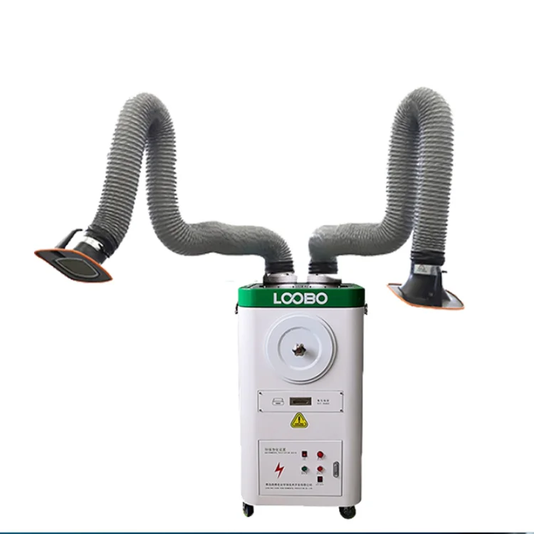 industrial portable laser pulse self cleaning cartridge dust collector fume extractor machine system  with suction arm