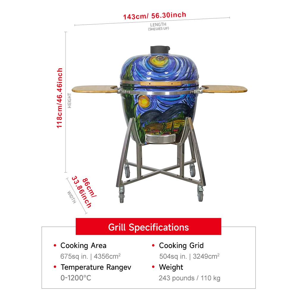 SEB KAMADO 26 inch big Drawing Charcoal Outdoor Kitchen Grill Barbecue Ceram Ceramic Kamado Bbq Barbique