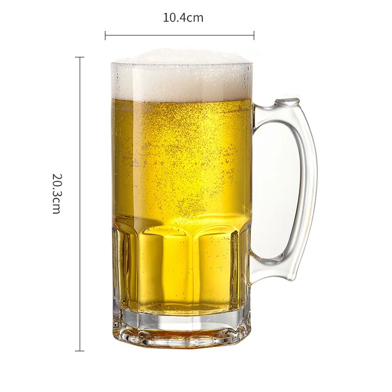 Factory Wholesale Cheap Logo Clear Blown Beer Mug World Football Wine Glass Cup Beer Set Craft Pilsner Beer Glass With Handle