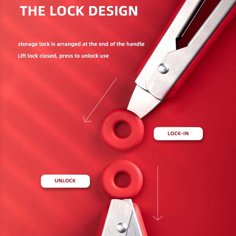 Wholesale BBQ grilling tong cooking kitchen tools stainless steel Non-slip bread silicone food tongs for BBQware