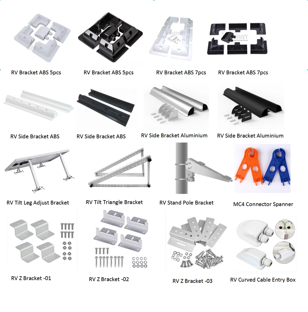 OEM length silver or black Long Bar Aluminum Solar side Spoiler  PV panel Mounting Brackets for RV,Boat,Marine