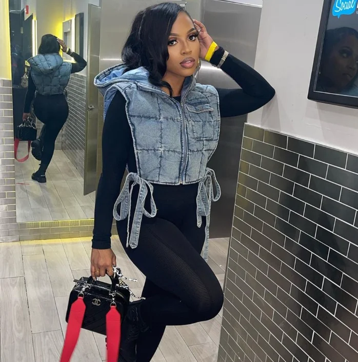 Y2K Spring Womens Jean Puffer Vest Women Casual Bubble Bomber Jacket 2023 S-2XL Fashion Vintage Hooded Denim Vest