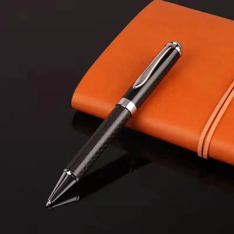 High Quality Biro Ballpoint Pen Heavy Logo Customized Metal Roller Ball Pen Luxury Carbon Fiber Pen