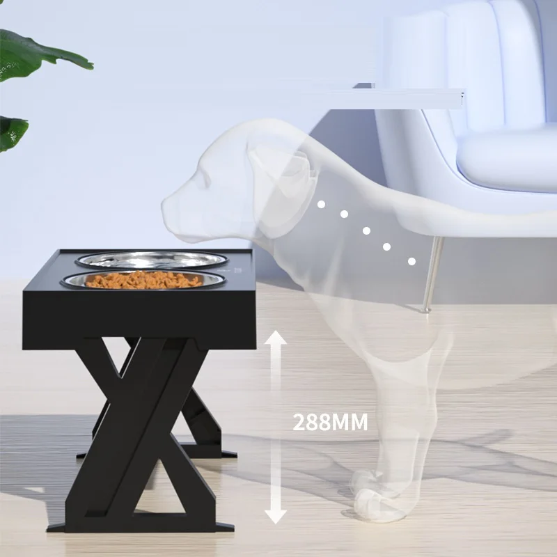 Stable Anti Slip Bracket Plastics+Stainless Steel Double Bowl Lifting Table Pet Folding Bowl