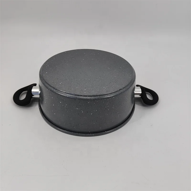 24cm Non-Stick Carbon Steel Dutch Oven 1.0mm Imitation Die Cutting Soup Pot with Induction Bottom and Glass Lid for Home Use
