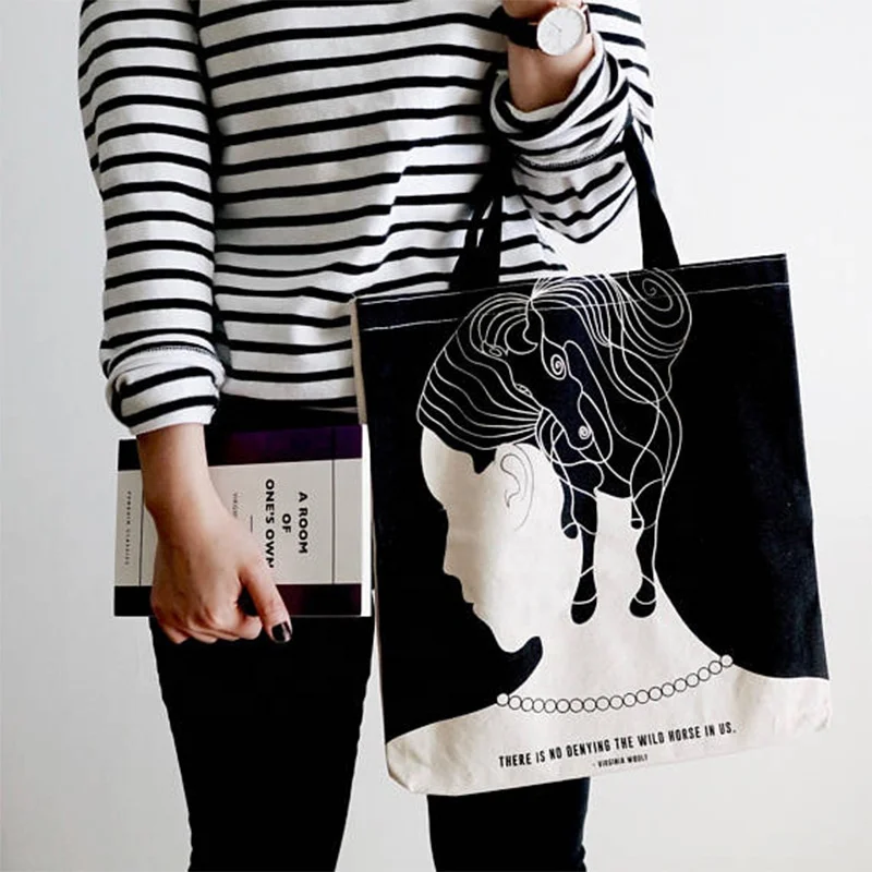 
Byleading Canvas Bag Zipper Cotton Shopping Bag 